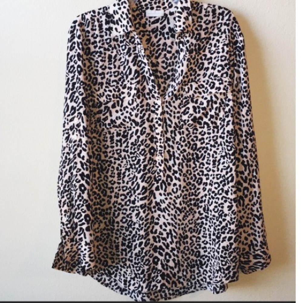 Blush Pink Leopard NY&Co Blouse - Picture 1 of 4